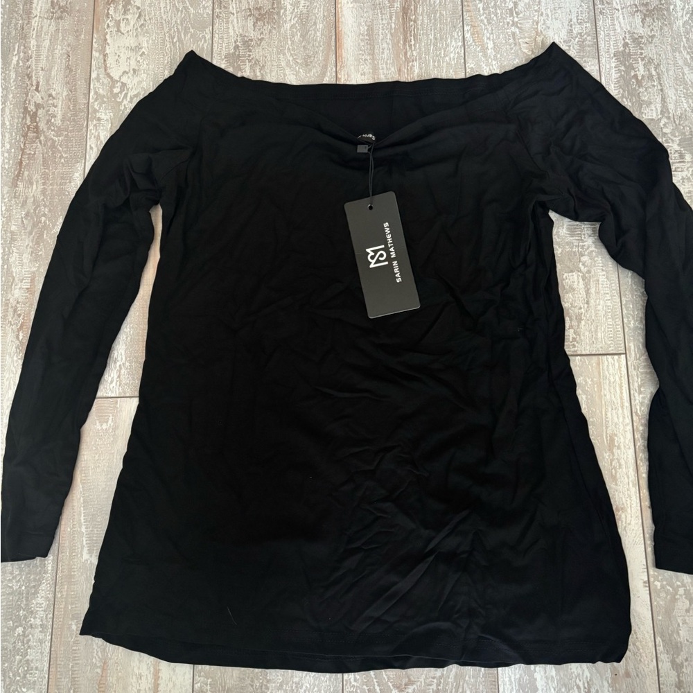 Stylish Black Off-Shoulder Long Sleeve Top